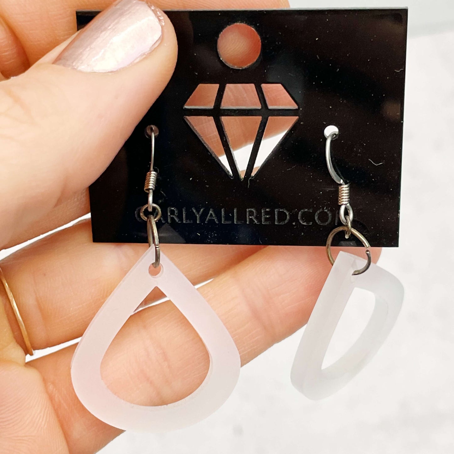 Lightweight Laser Cut Earrings - Single Teardrop