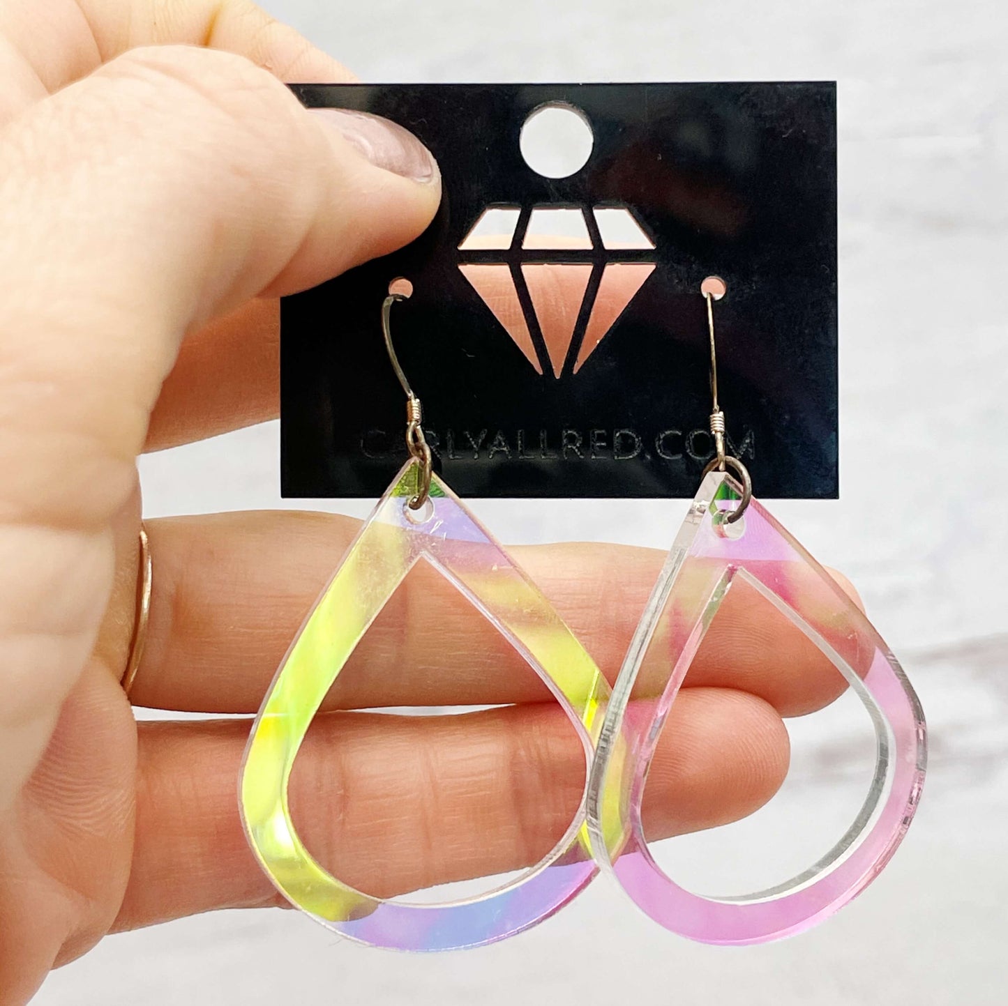 Lightweight Laser Cut Earrings - Single Teardrop