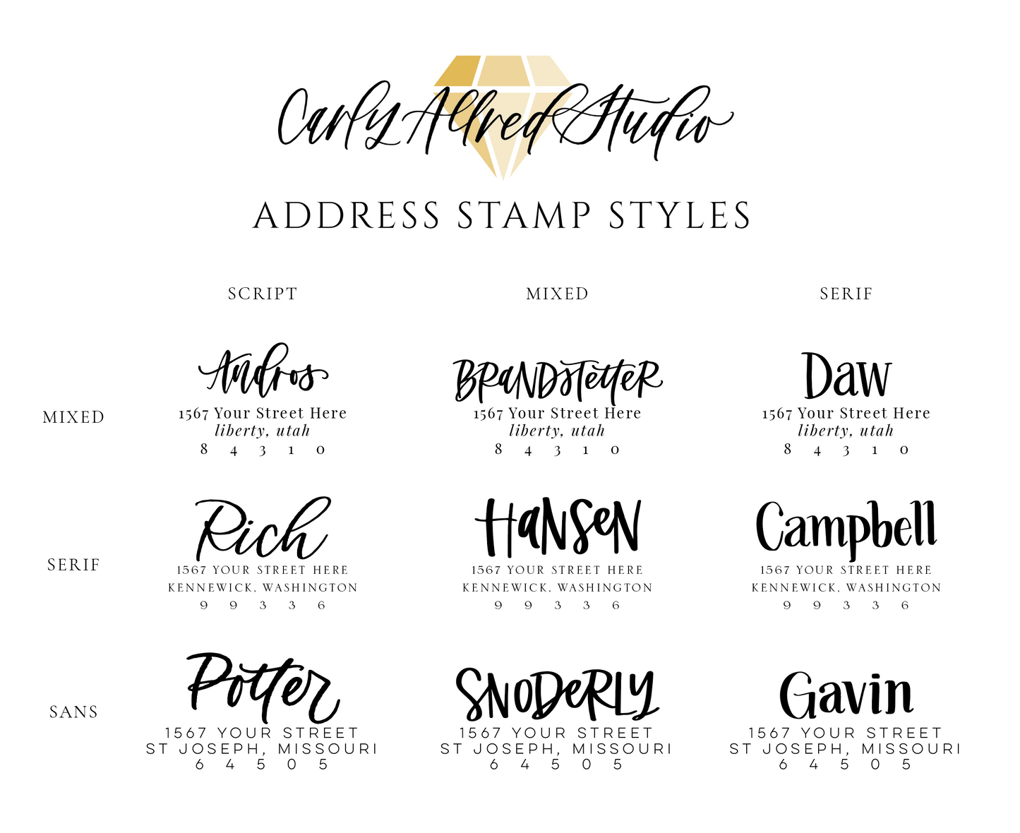 Custom Hand-Lettered Address Stamp