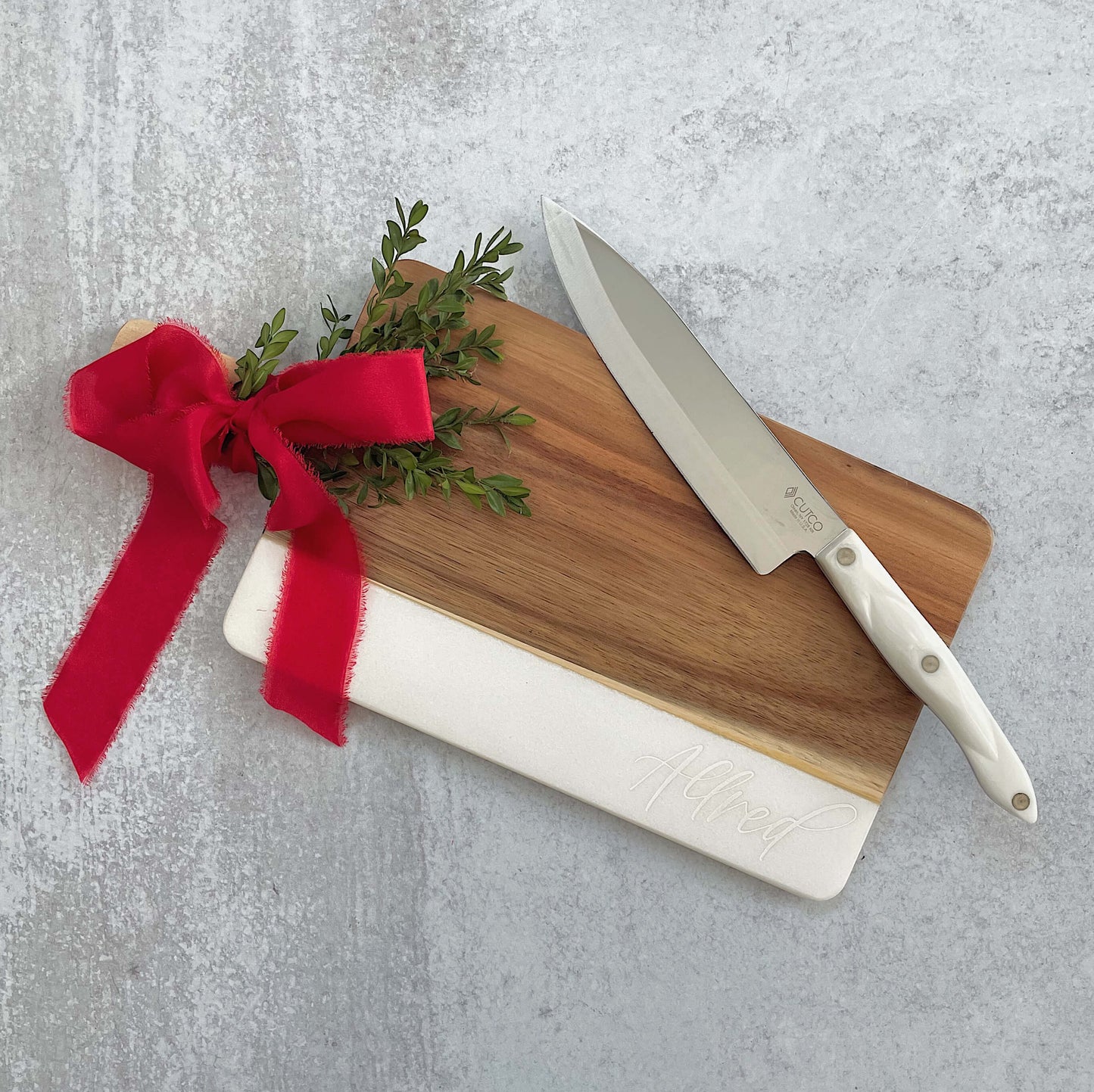 Engraved Real Marble / Acacia Wood Charcuterie Board