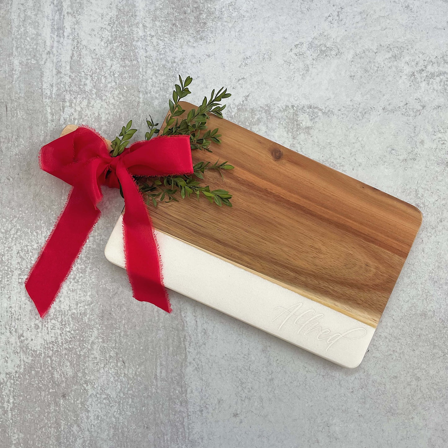 Engraved Real Marble / Acacia Wood Charcuterie Board