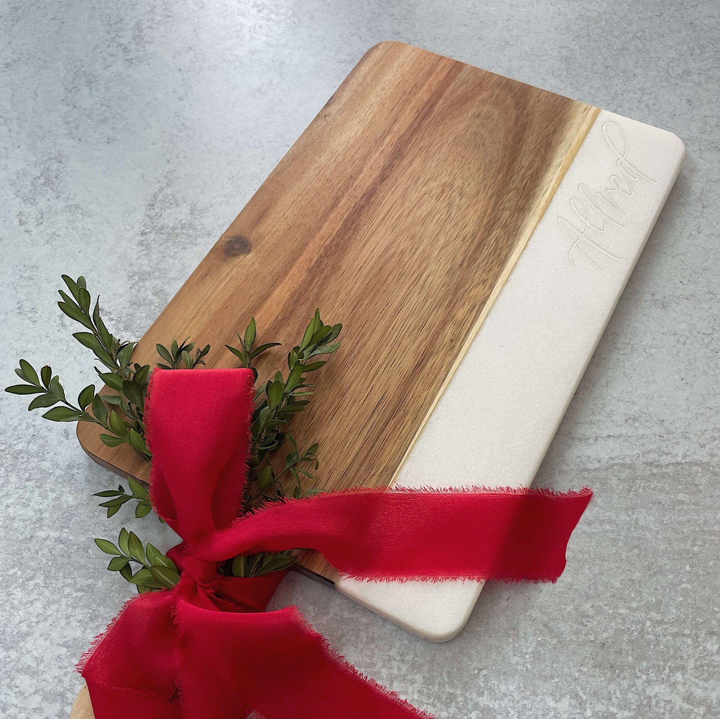 Engraved Real Marble / Acacia Wood Charcuterie Board