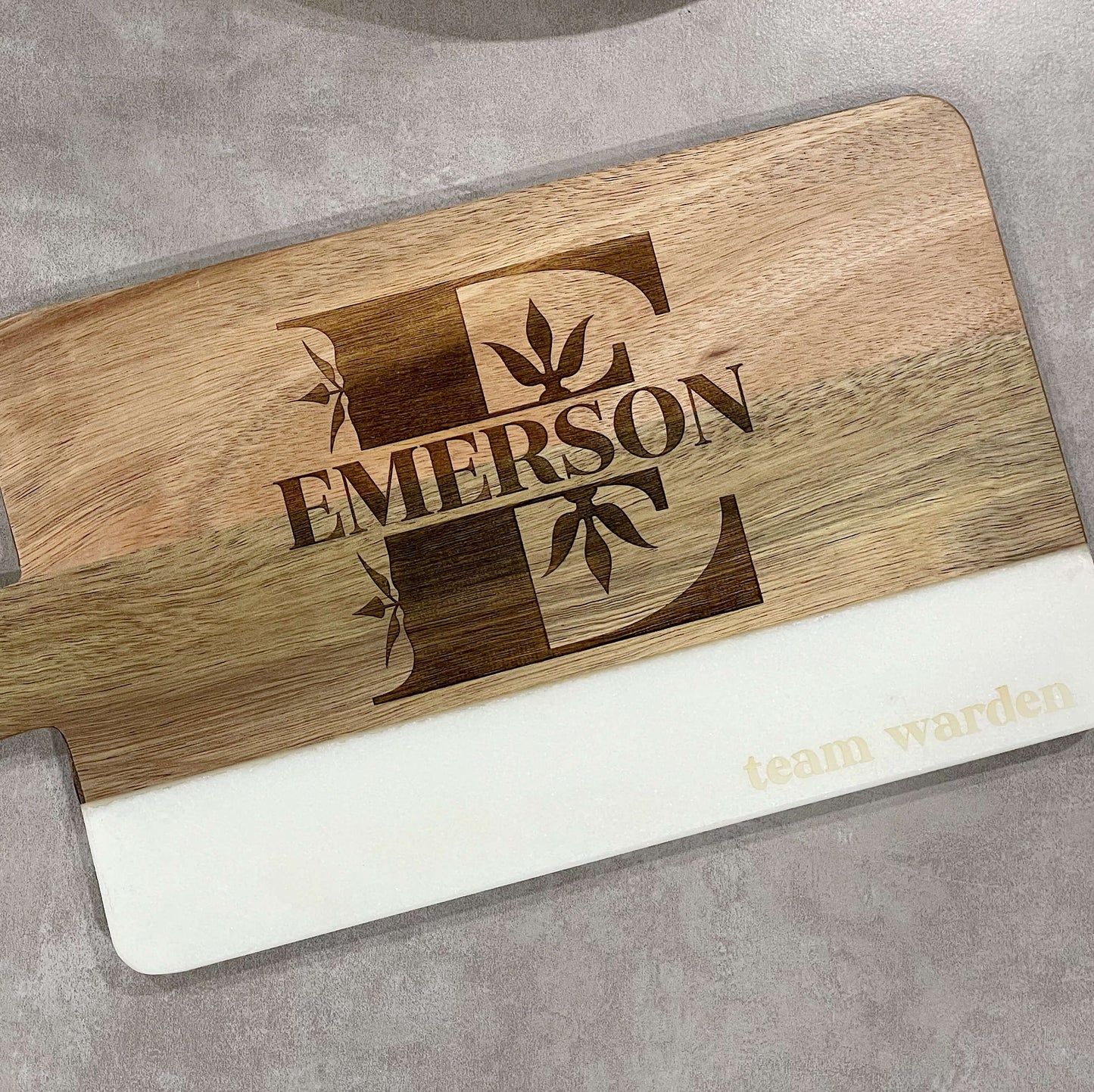 Engraved Real Marble / Acacia Wood Charcuterie Board