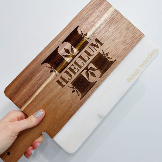 Engraved Real Marble / Acacia Wood Charcuterie Board