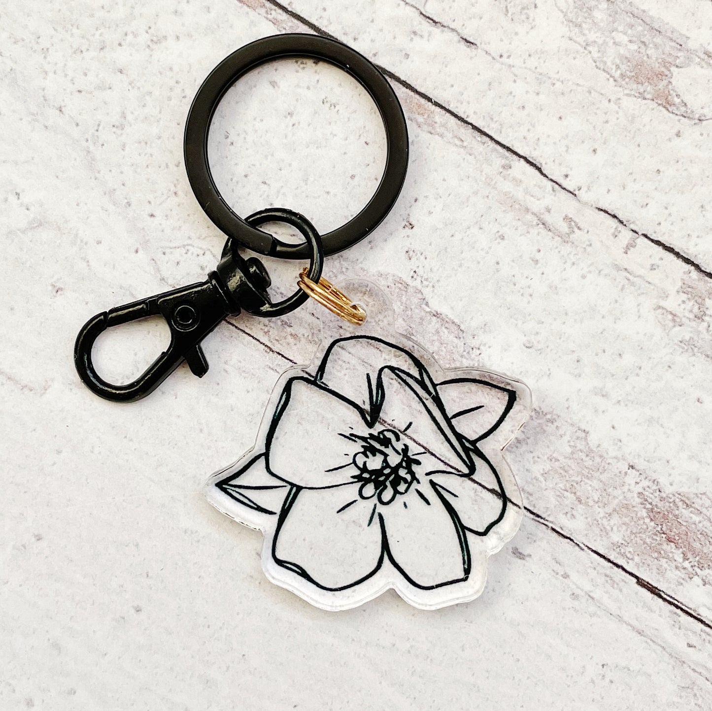 Magnolia Acrylic Keychain in Black