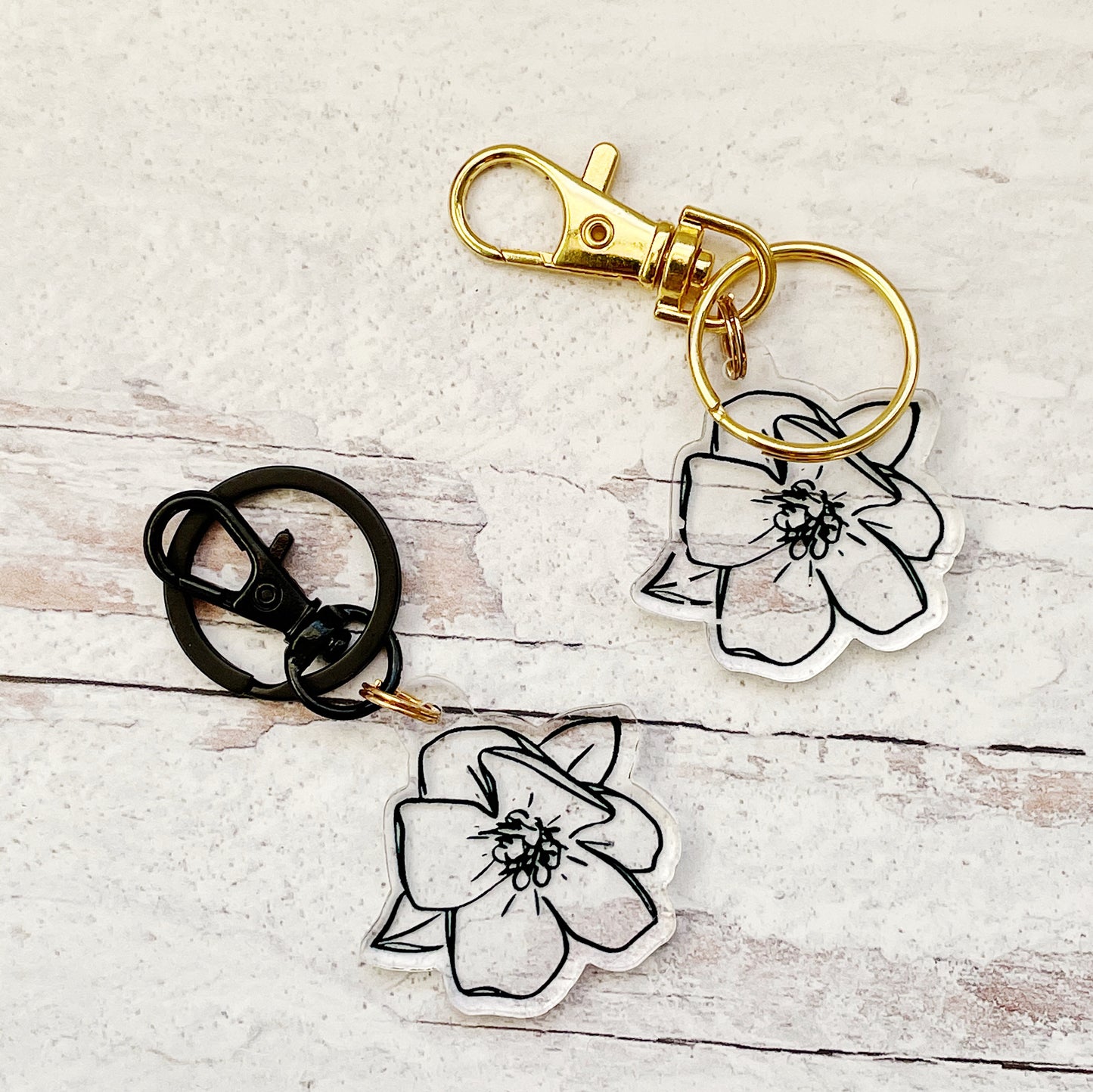 Magnolia Acrylic Keychain in Black
