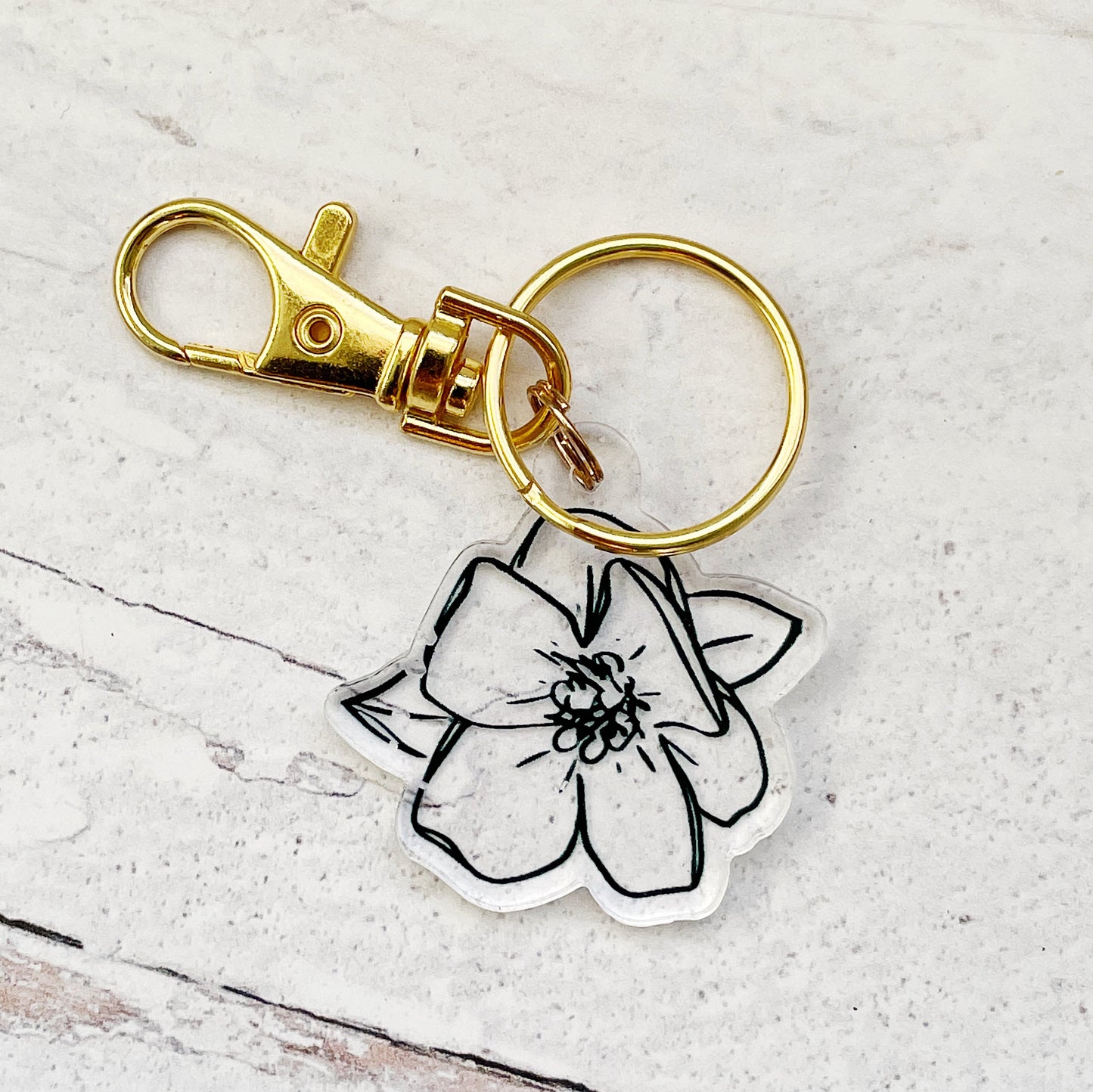 Magnolia Acrylic Keychain in Black