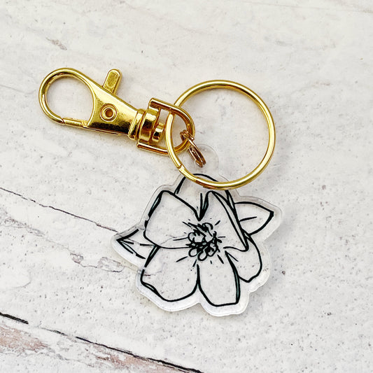 Magnolia Acrylic Keychain in Gold