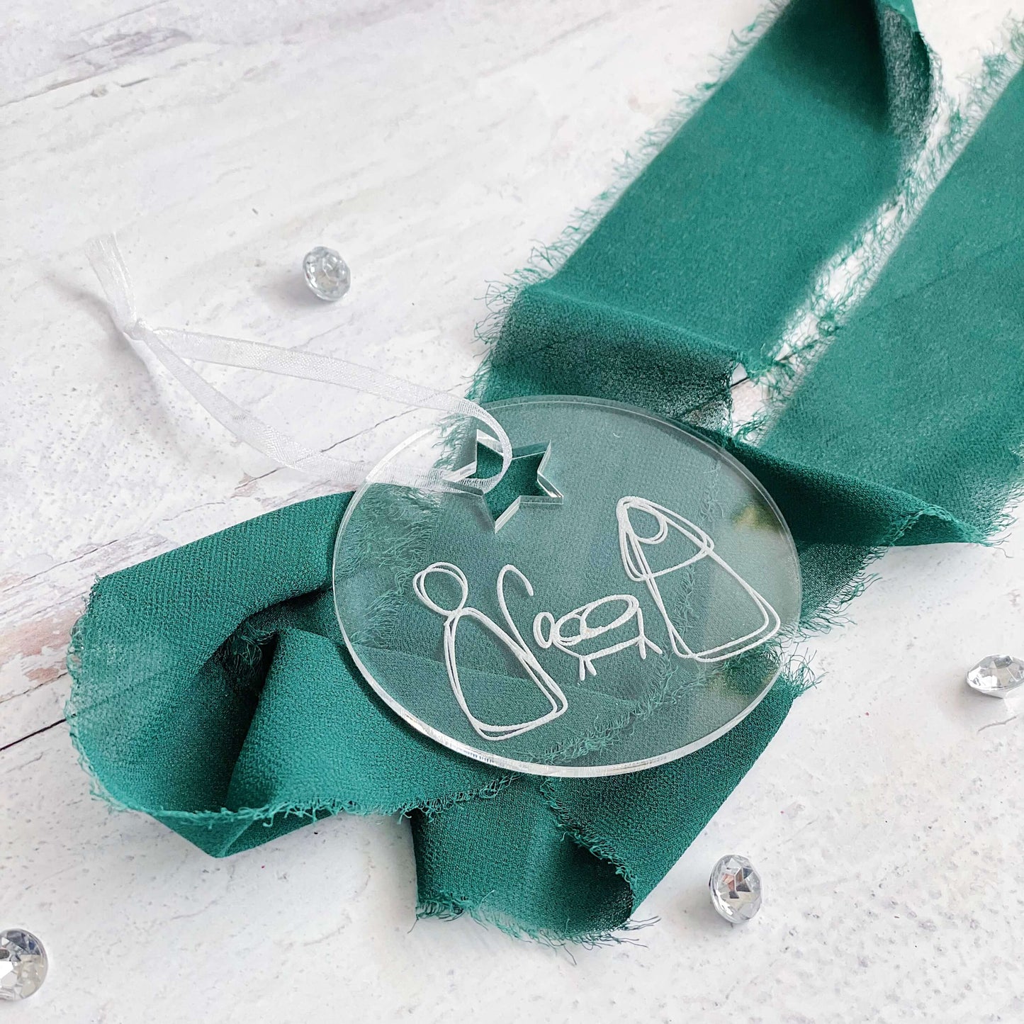 Christmas Nativity Advent Ornaments - Crystal Clear