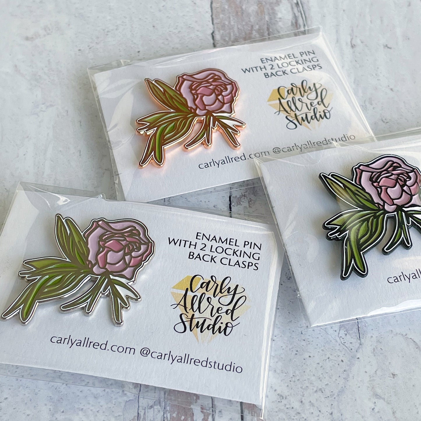 Peony Enamel Pin (3 color options)