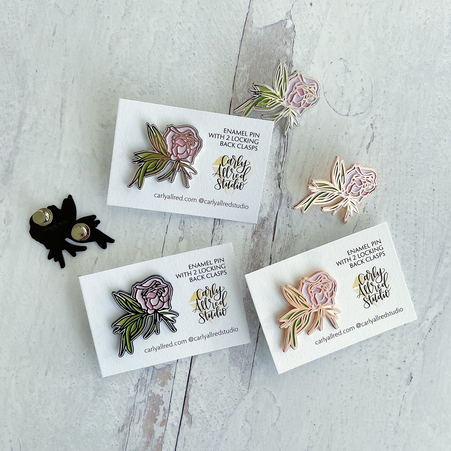 Peony Enamel Pin (3 color options)