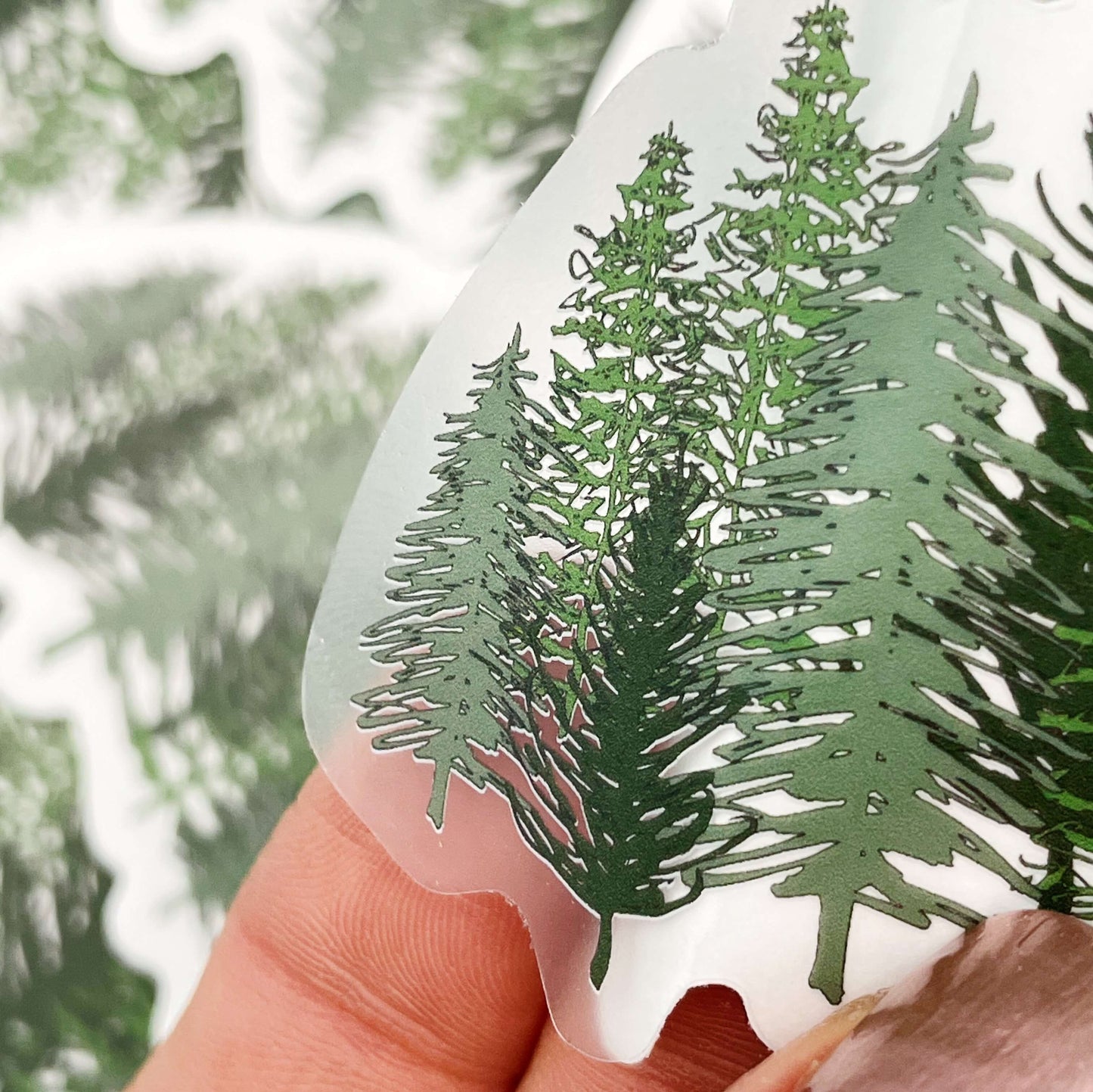 Pine Tree Forest Transparent Vinyl Sticker