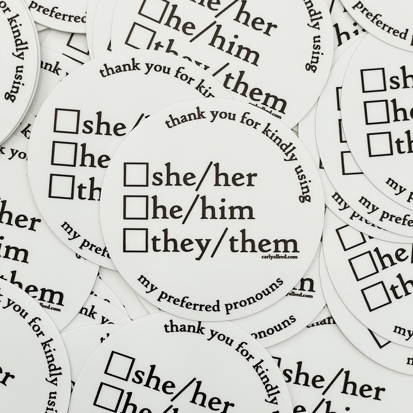 Preferred Pronouns (Round) Vinyl Sticker