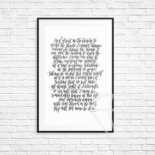 Serenity Prayer Print (Complete Prayer)