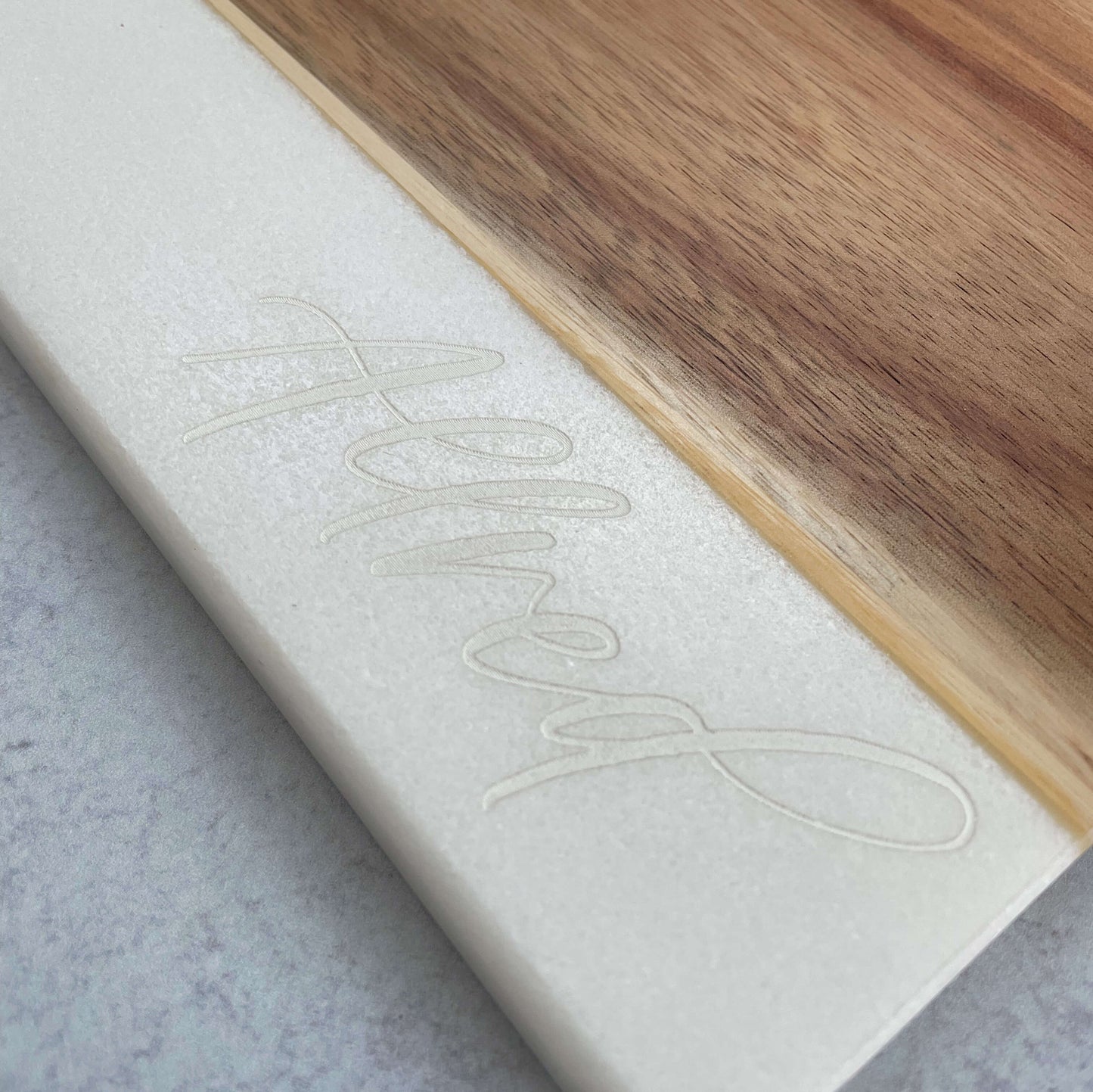 Engraved Real Marble / Acacia Wood Charcuterie Board