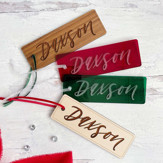 Engraved Calligraphy Stocking Tags