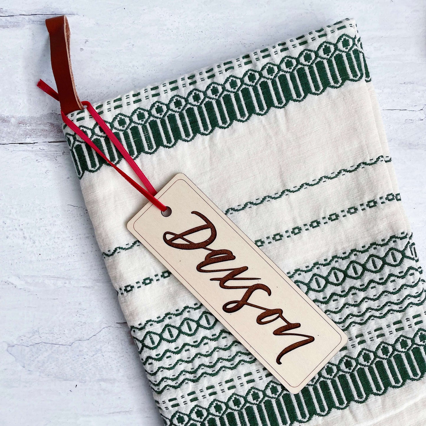 Engraved Calligraphy Stocking Tags