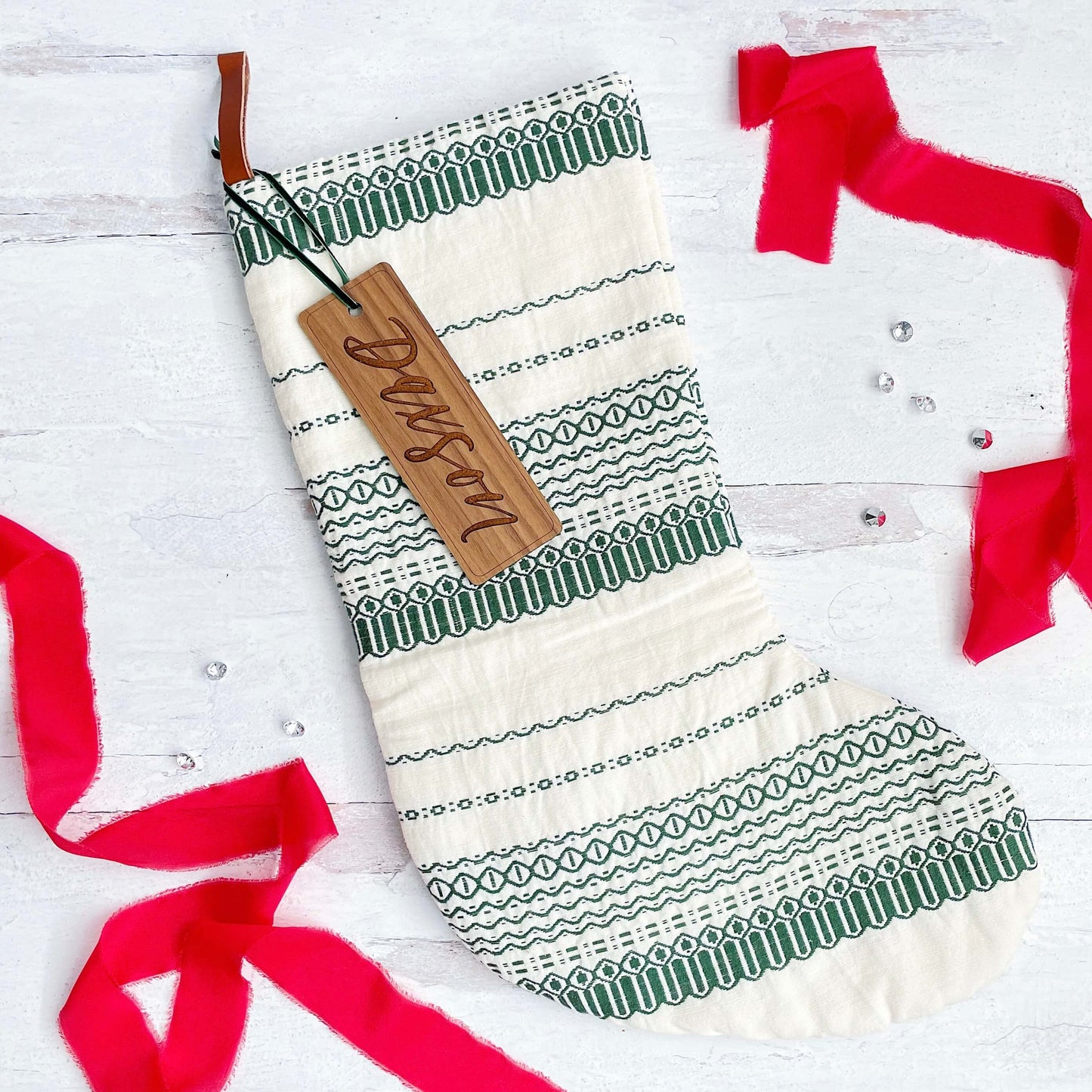 Engraved Calligraphy Stocking Tags